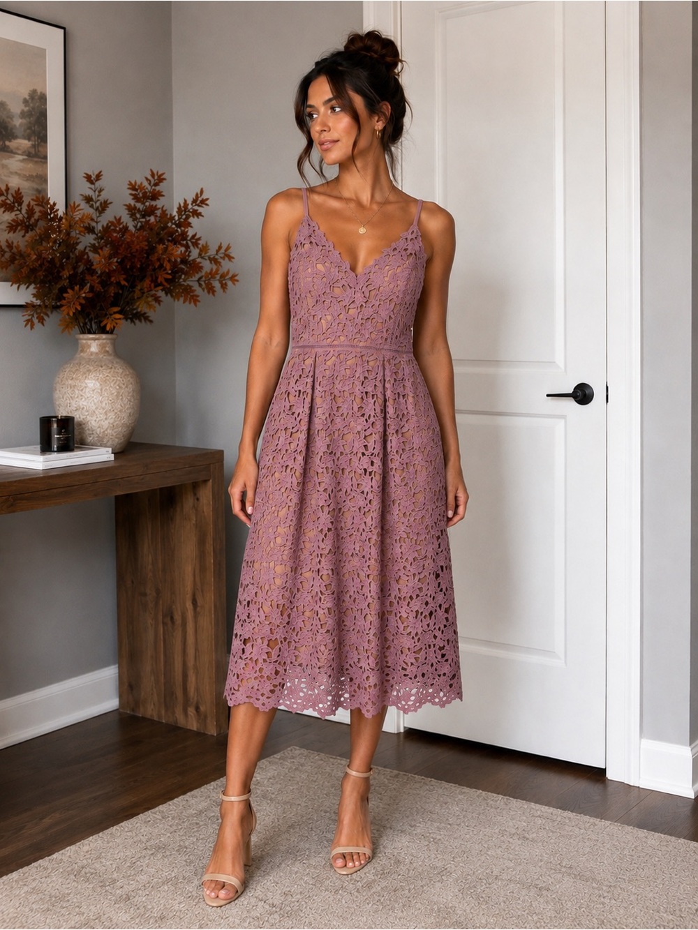 City Chic Dress So Fancy Deep Blush Lace Midi Dress Size 22 NWT